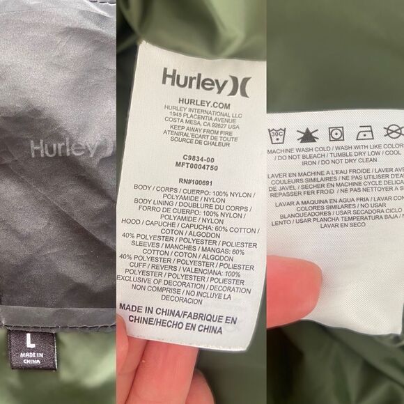 Hurley Hooded Winter Ski Jacket Coat Size L - Picture 9 of 13